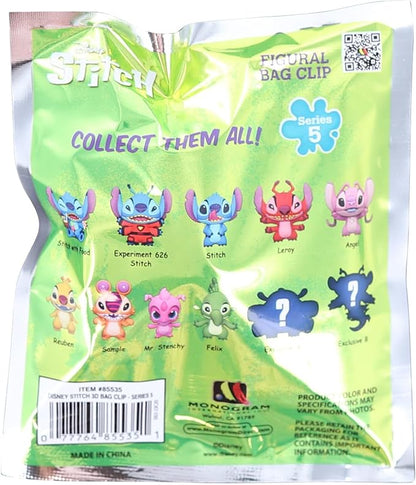 Disney Stitch Series 5 -3D Figural Foam Bag Clip Keychain