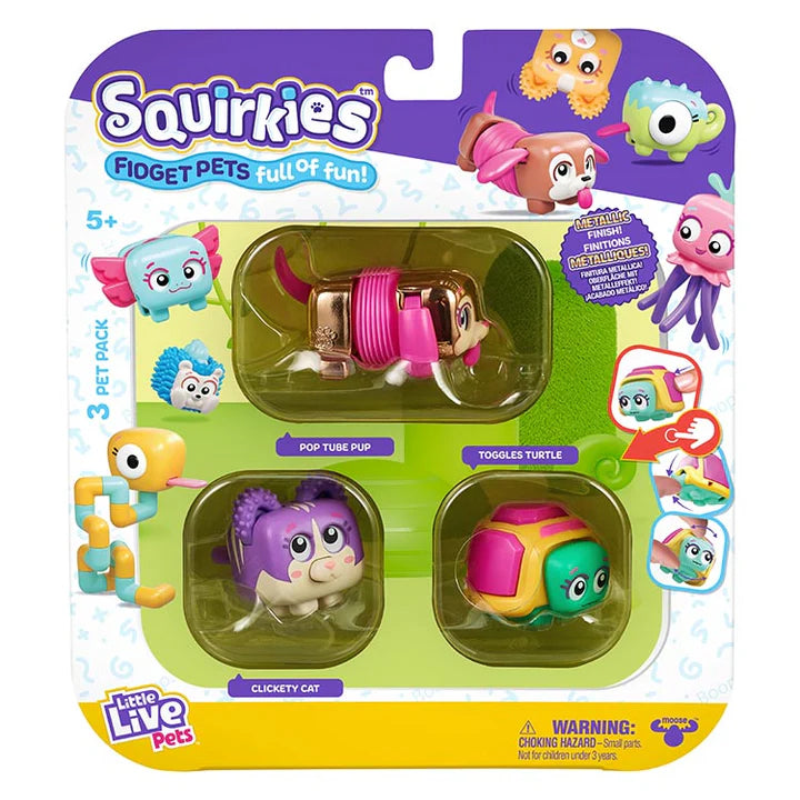 Little Live Pets Squirkies Series 1 3Pk - Gold Pop Tube Pup