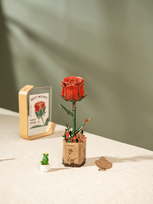 Red Rose - Rokr 3D Wooden Puzzle - TW042