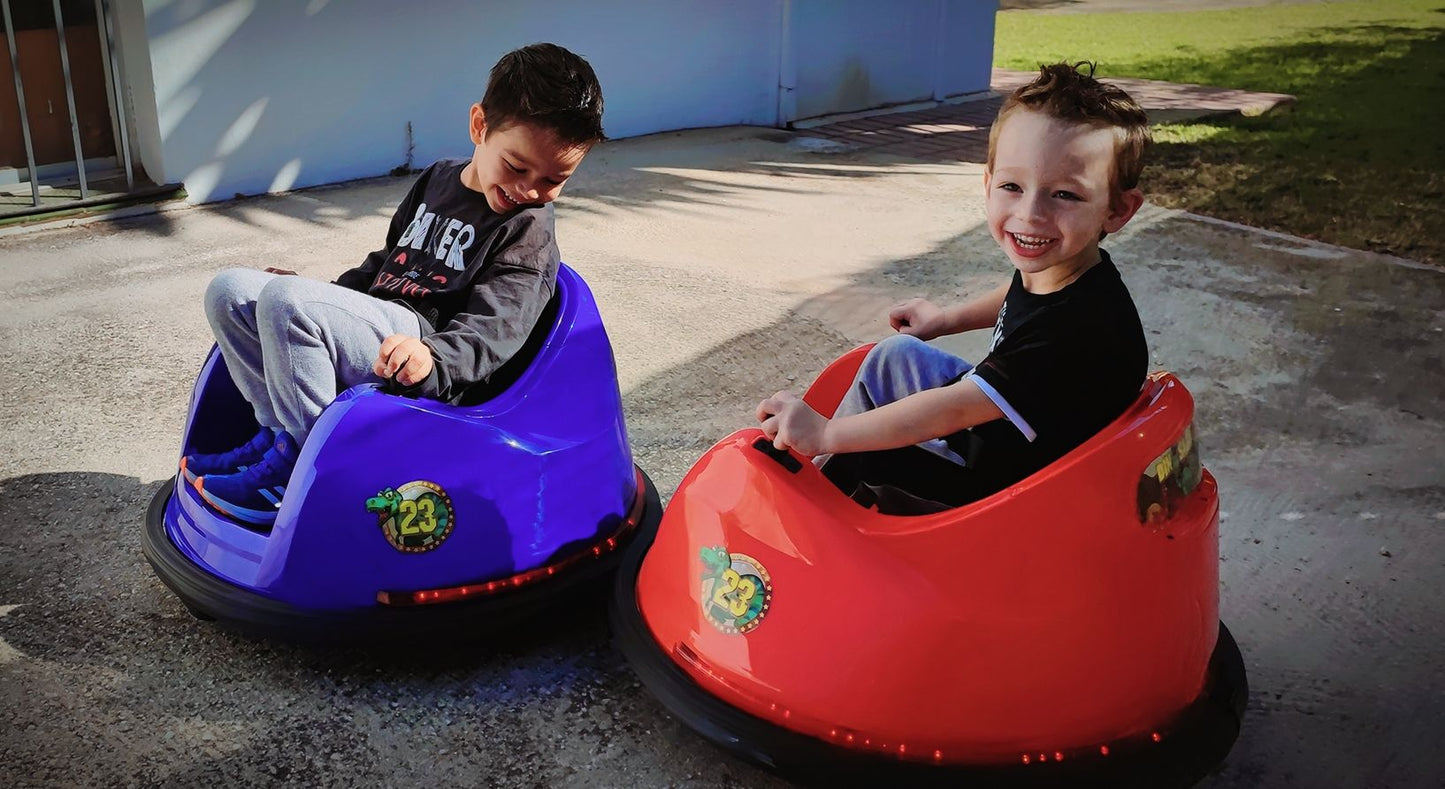 Blue dinosaur adventure ride on bumper car